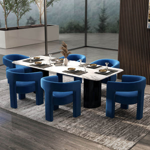 SEYNAR Modern Glam Velvet Upholstered Dining Chair, Open-Back Accent Chair