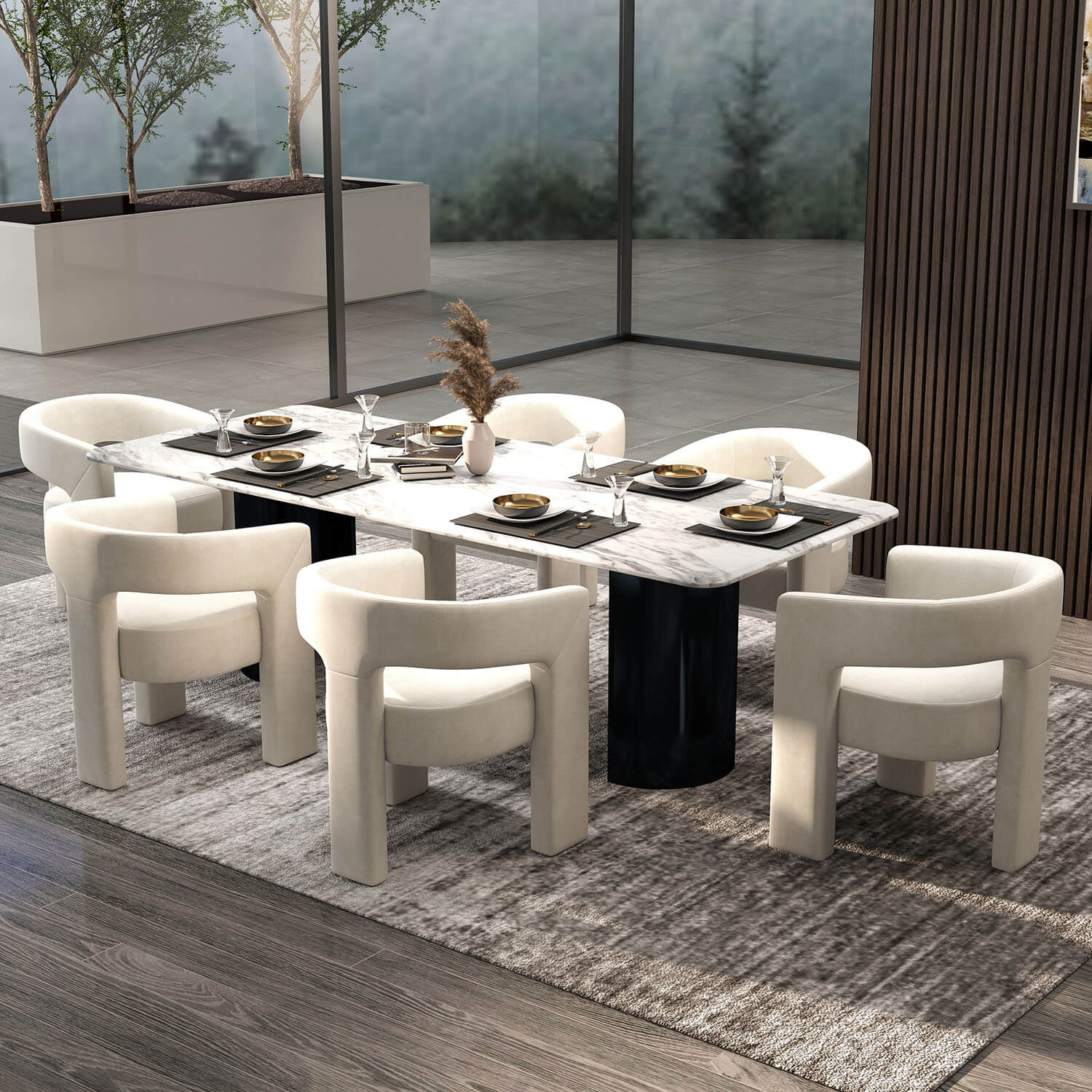 SEYNAR Modern Glam Velvet Upholstered Dining Chair, Open-Back Accent Chair