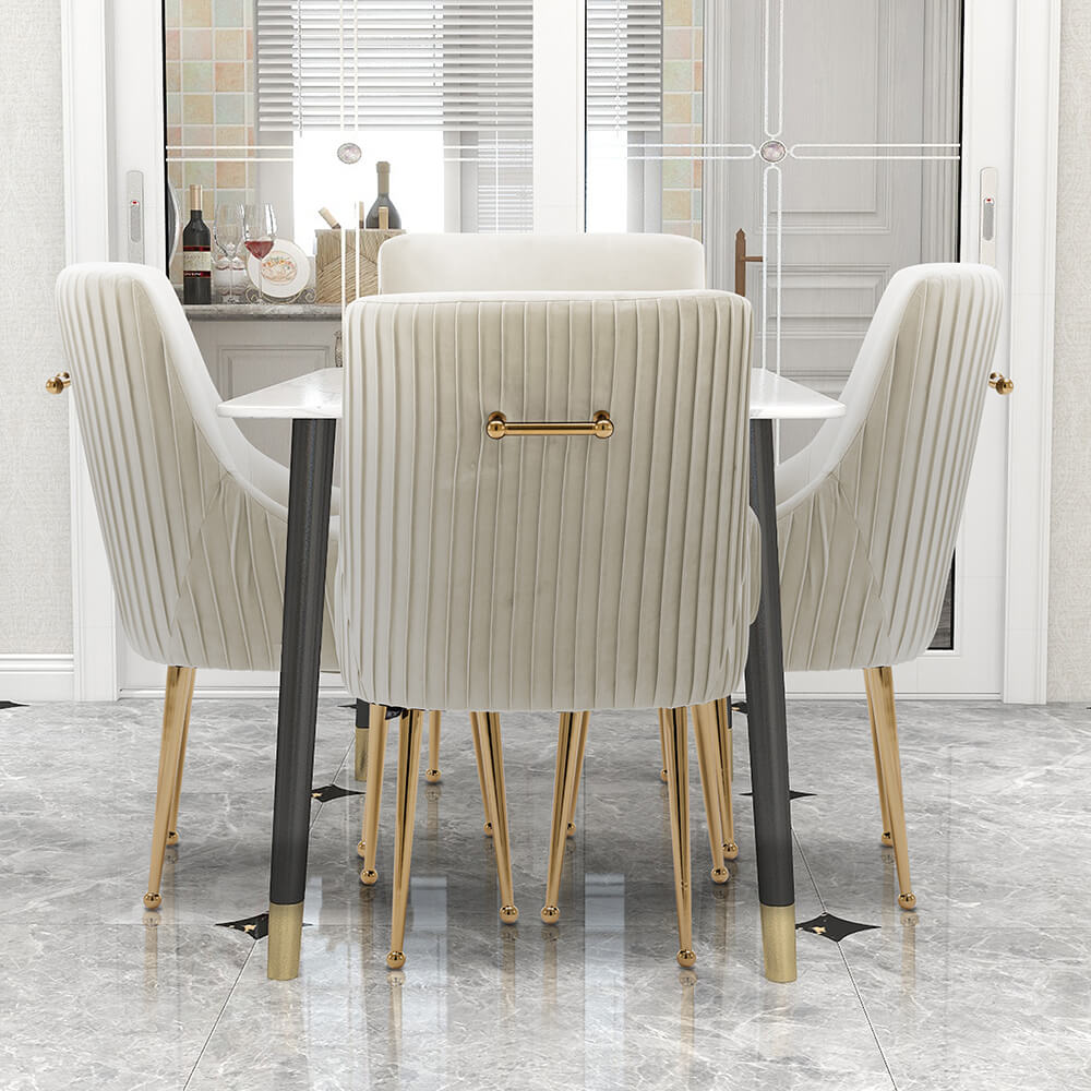 SEYNAR Modern Glam Boucle Pleated Velvet Dining Chair or Vanity Chair Set of 2/4/6