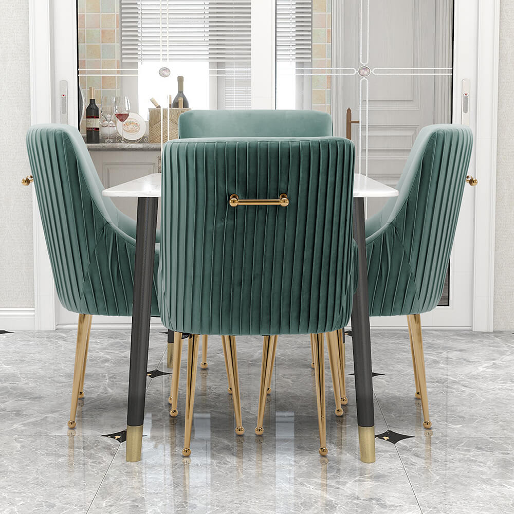 SEYNAR Modern Glam Boucle Pleated Velvet Dining Chair or Vanity Chair Set of 2/4/6