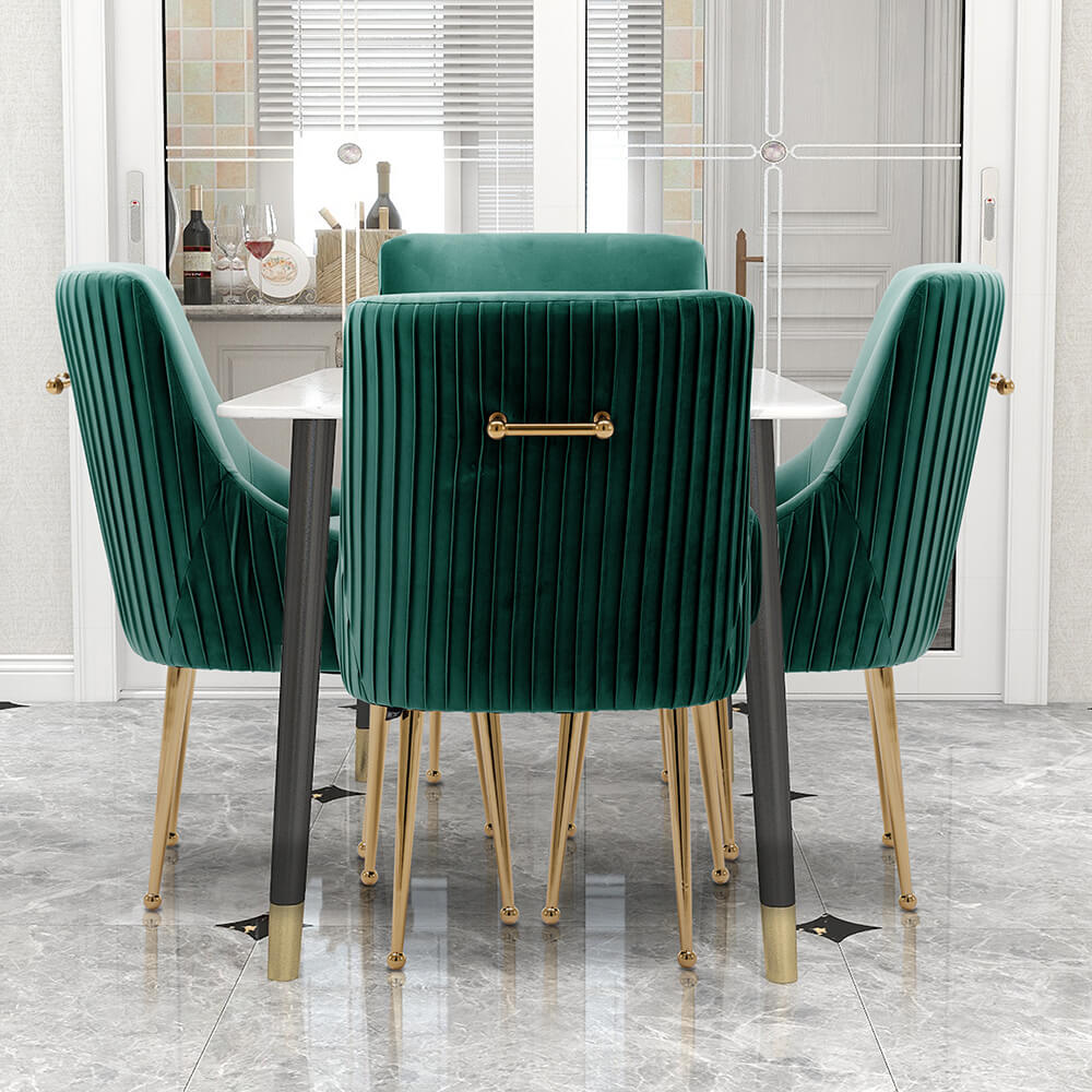 SEYNAR Modern Glam Boucle Pleated Velvet Dining Chair or Vanity Chair Set of 2/4/6
