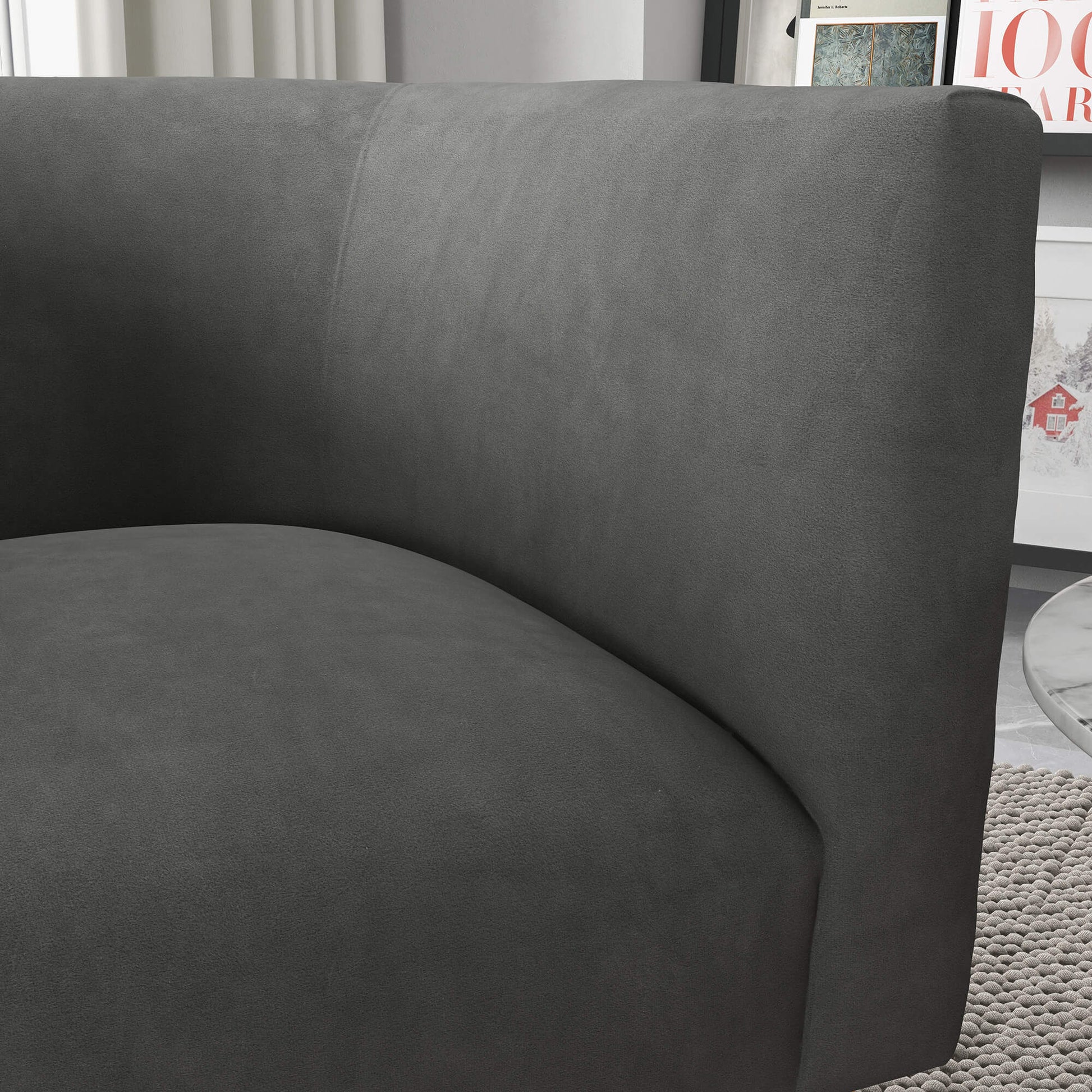 SEYNAR Mid-Century Modern Velvet Barrel Accent Chair, Round Upholstered Living Room Chair with Gold Finish Metal Base(Single/Set of 2)