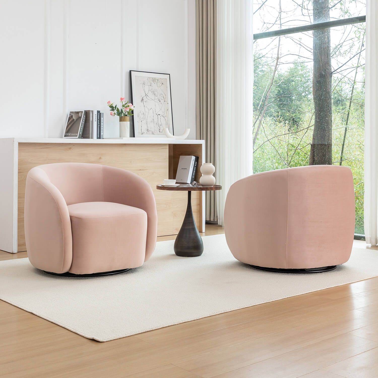 SEYNAR Modern Glam Velvet Upholstered 360 Degree Swivel Accent Armchair, 1 Chair or Set of 2