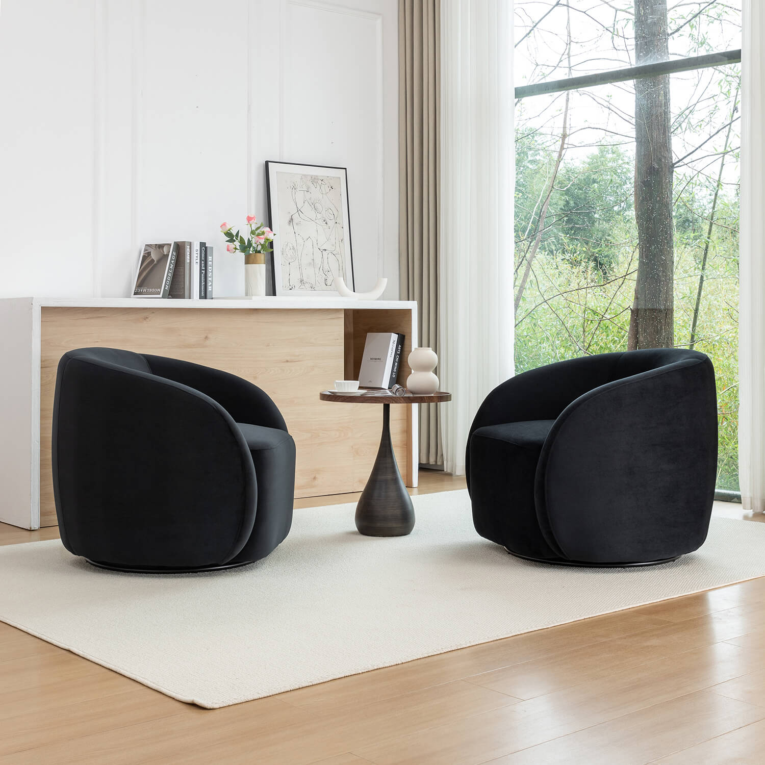 SEYNAR Modern Glam Velvet Upholstered 360 Degree Swivel Accent Armchair, 1 Chair or Set of 2