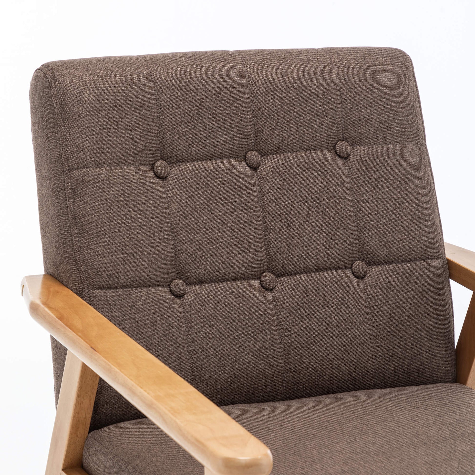 SEYNAR Mid-Century Linen Button-Tufted Accent Chair with Solid Wood Frame(Single/Set of 2)