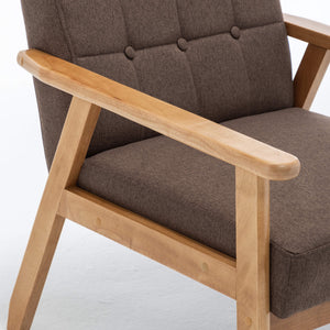 SEYNAR Mid-Century Linen Button-Tufted Accent Chair with Solid Wood Frame(Single/Set of 2)