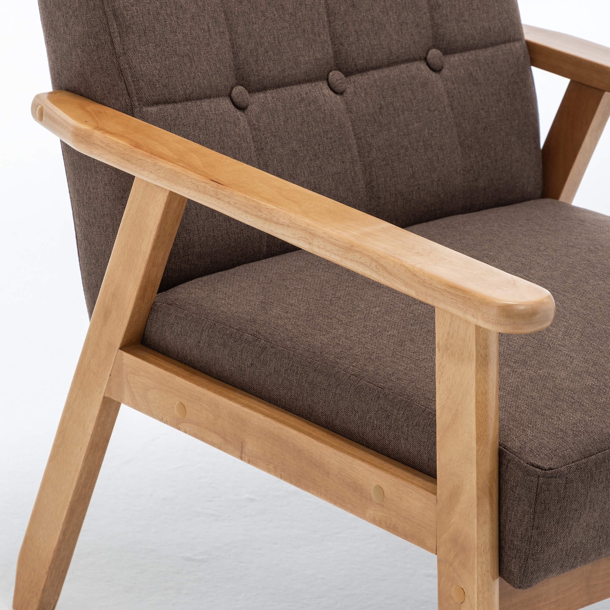 SEYNAR Mid-Century Linen Button-Tufted Accent Chair with Solid Wood Frame(Single/Set of 2)