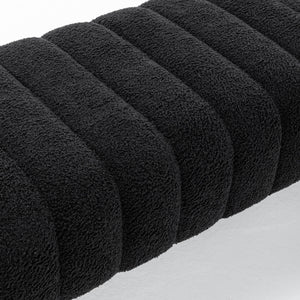 SEYNAR Modern Glam Teddy Velvet Fabric Rectangle Ottoman