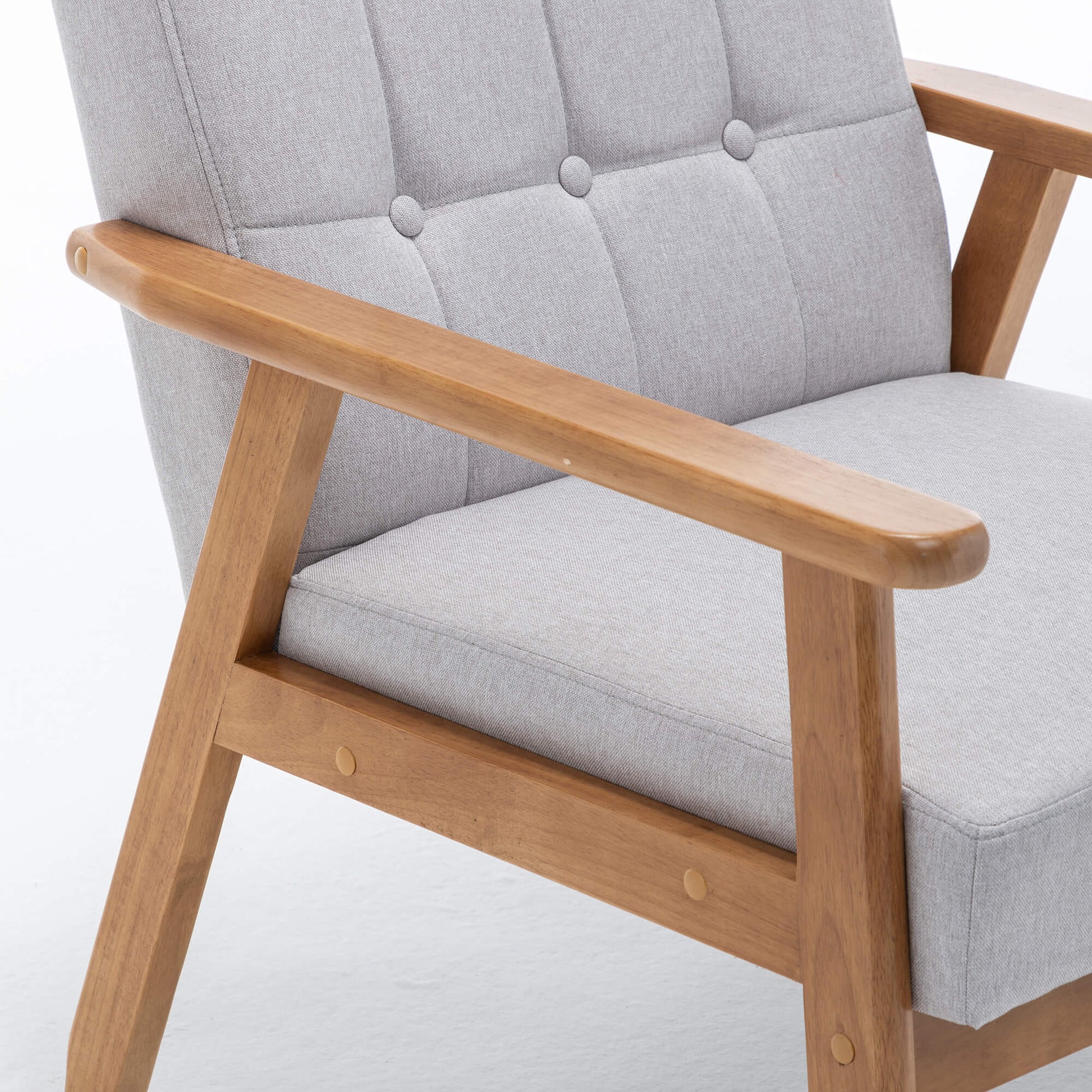 SEYNAR Mid-Century Linen Button-Tufted Accent Chair with Solid Wood Frame(Single/Set of 2)