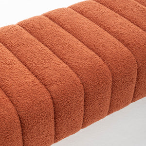 SEYNAR Modern Glam Teddy Velvet Fabric Rectangle Ottoman