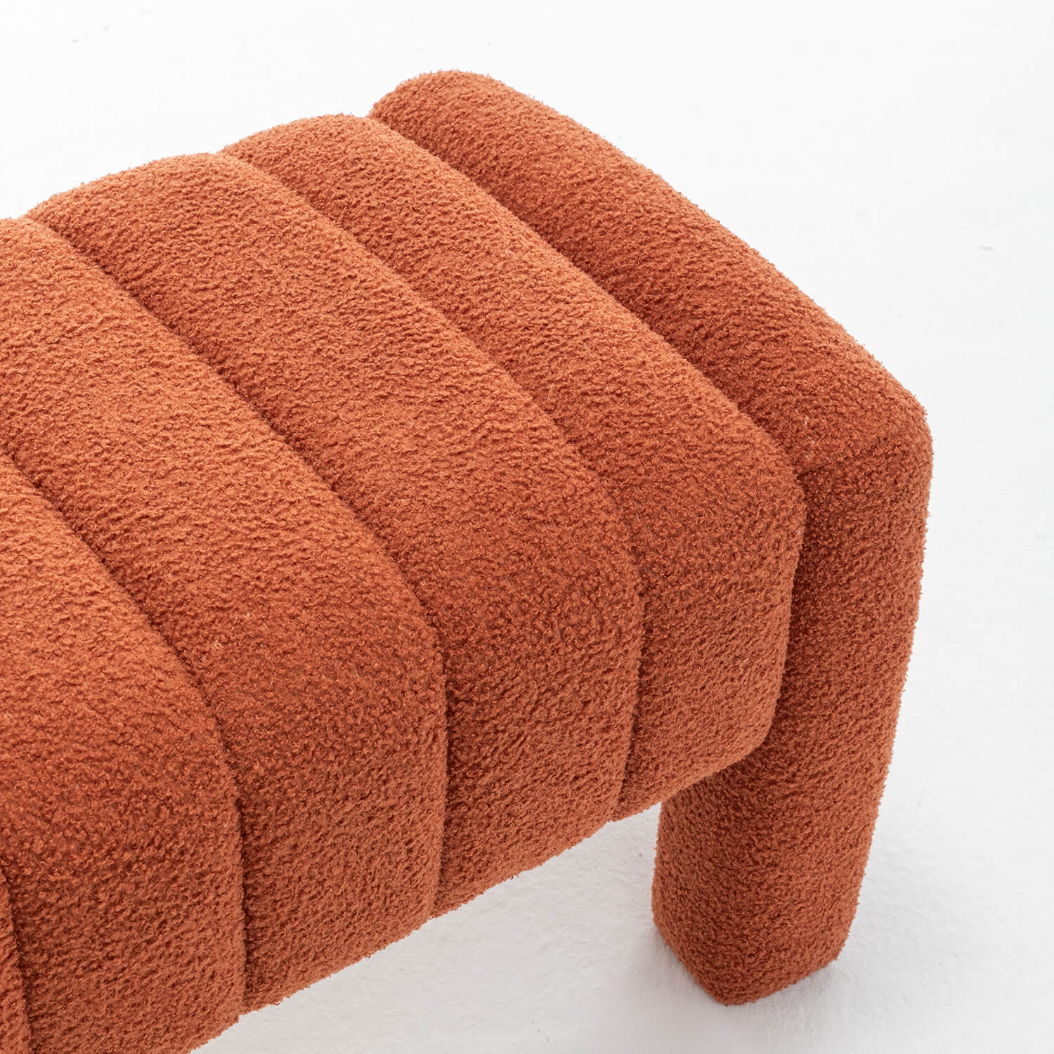SEYNAR Modern Glam Teddy Velvet Fabric Rectangle Ottoman