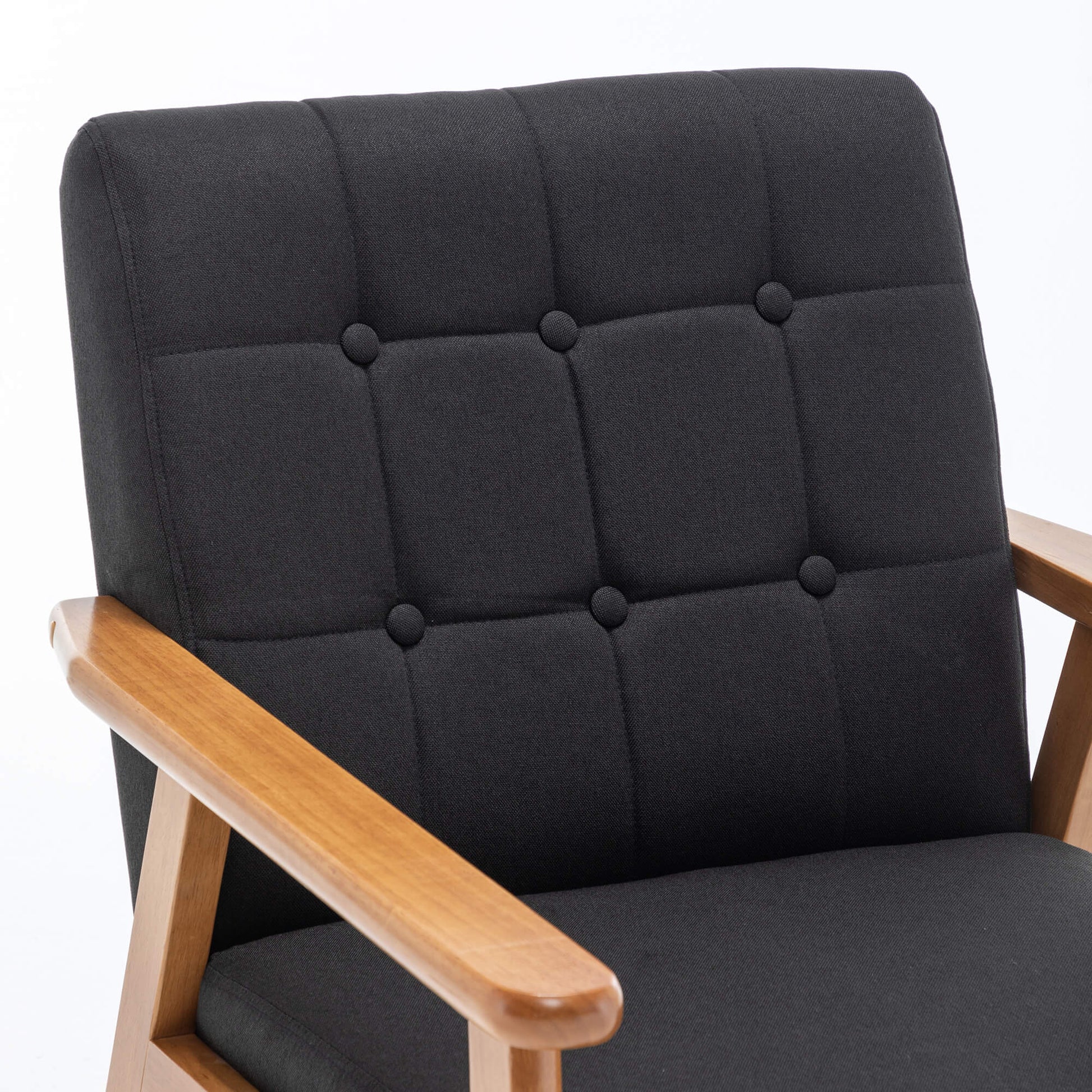 SEYNAR Mid-Century Linen Button-Tufted Accent Chair with Solid Wood Frame(Single/Set of 2)