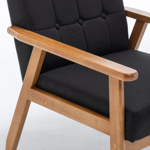 SEYNAR Mid-Century Linen Button-Tufted Accent Chair with Solid Wood Frame(Single/Set of 2)