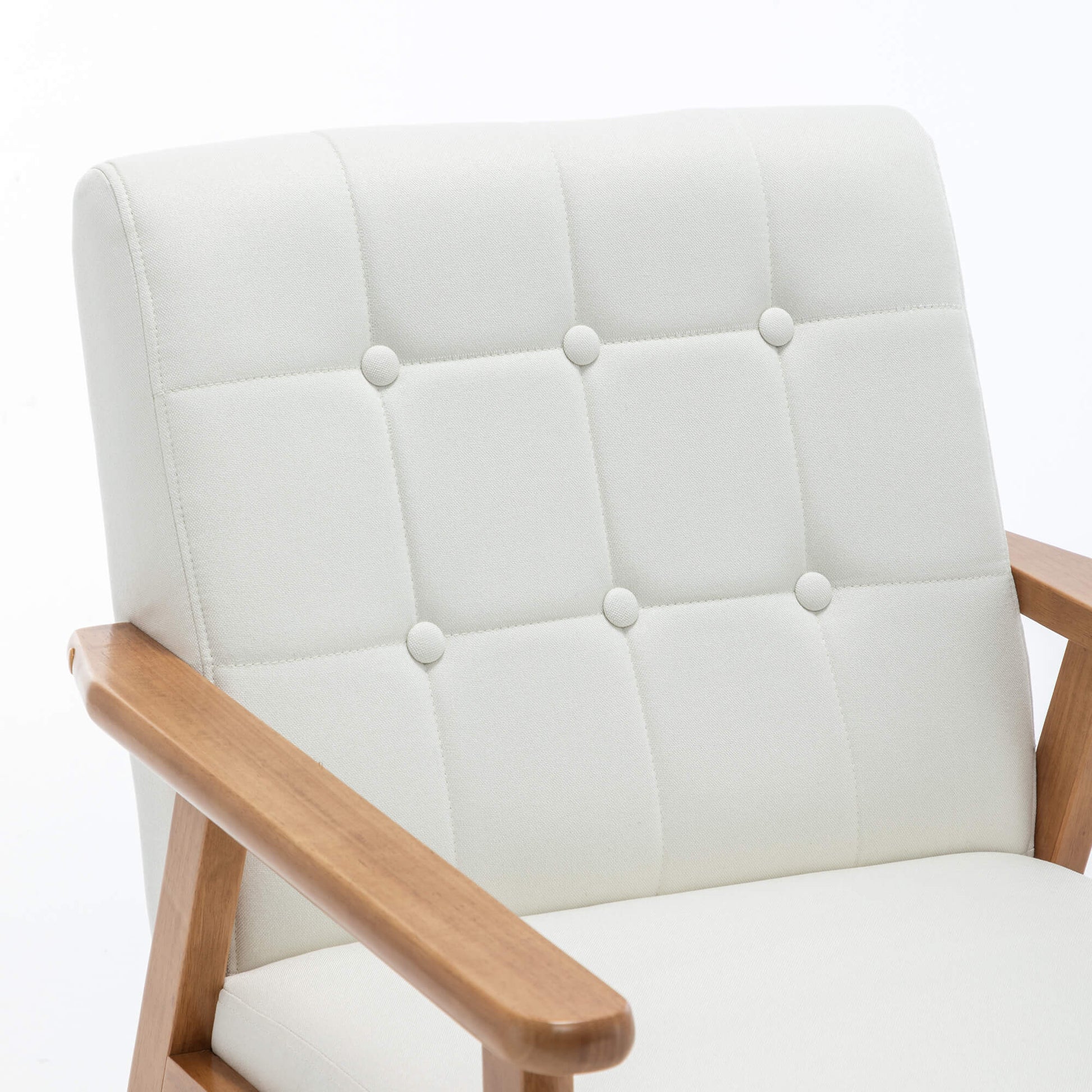 SEYNAR Mid-Century Linen Button-Tufted Accent Chair with Solid Wood Frame(Single/Set of 2)