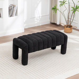 SEYNAR Modern Glam Teddy Velvet Fabric Rectangle Ottoman