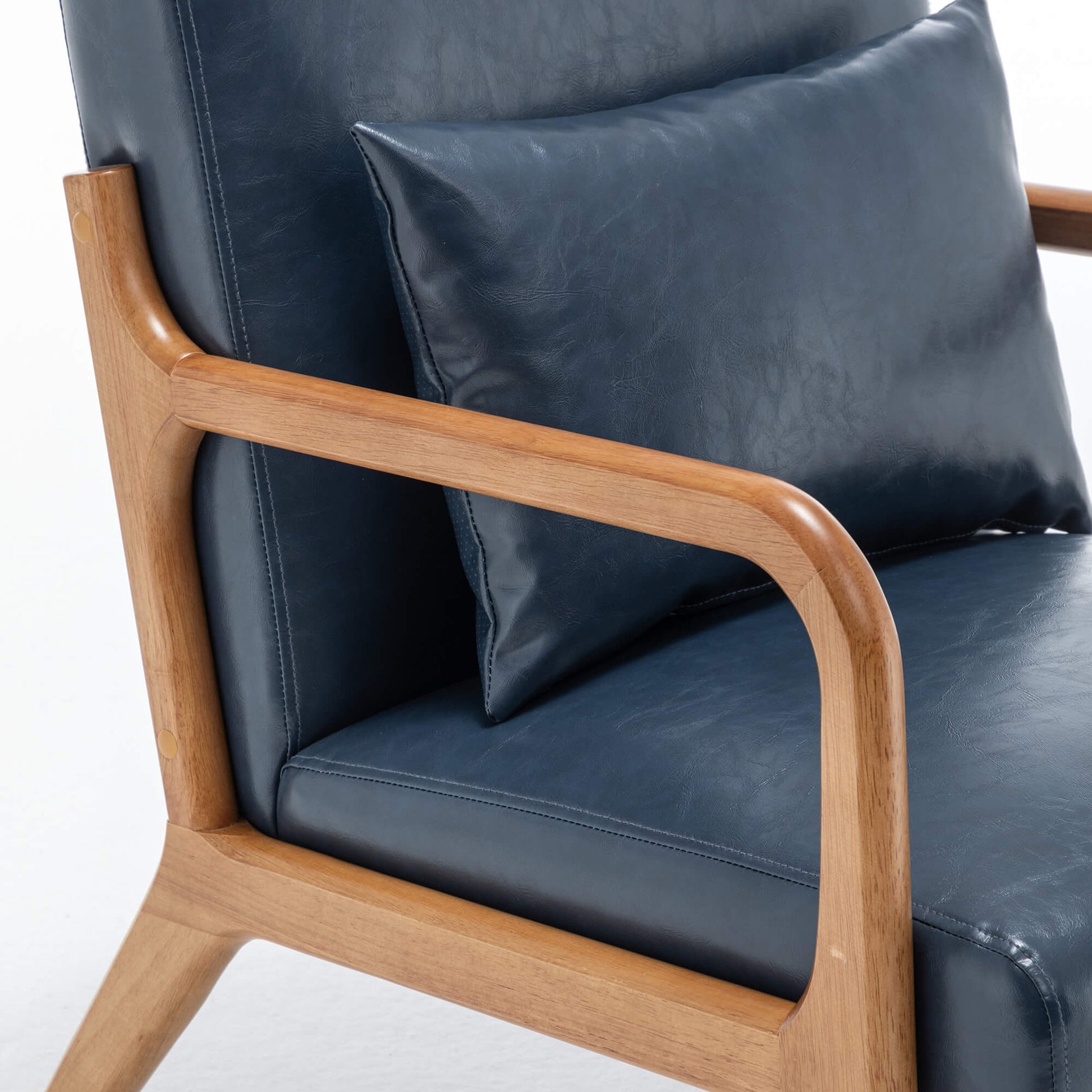 SEYNAR Mid-Century PU Leather Accent Chair with Lumbar Pillow(Single/Set of 2)