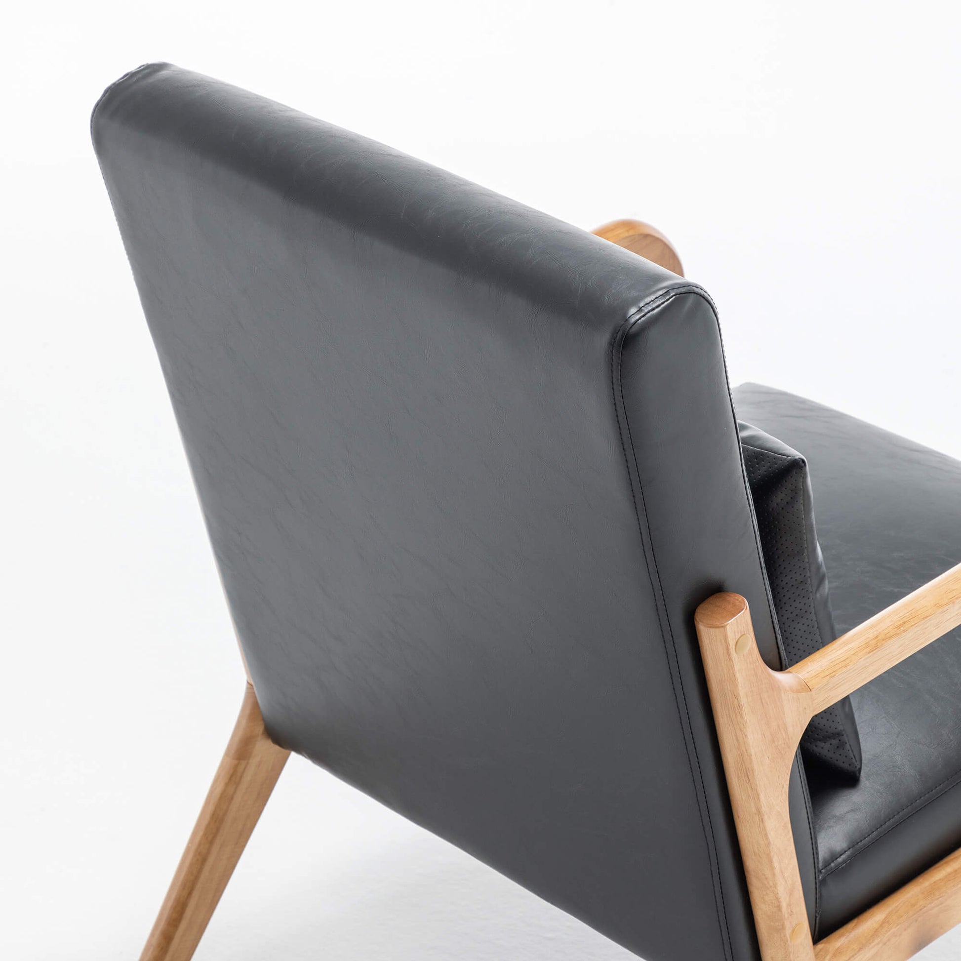 SEYNAR Mid-Century PU Leather Accent Chair with Lumbar Pillow(Single/Set of 2)