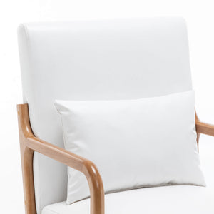 SEYNAR Mid-Century PU Leather Accent Chair with Lumbar Pillow(Single/Set of 2)