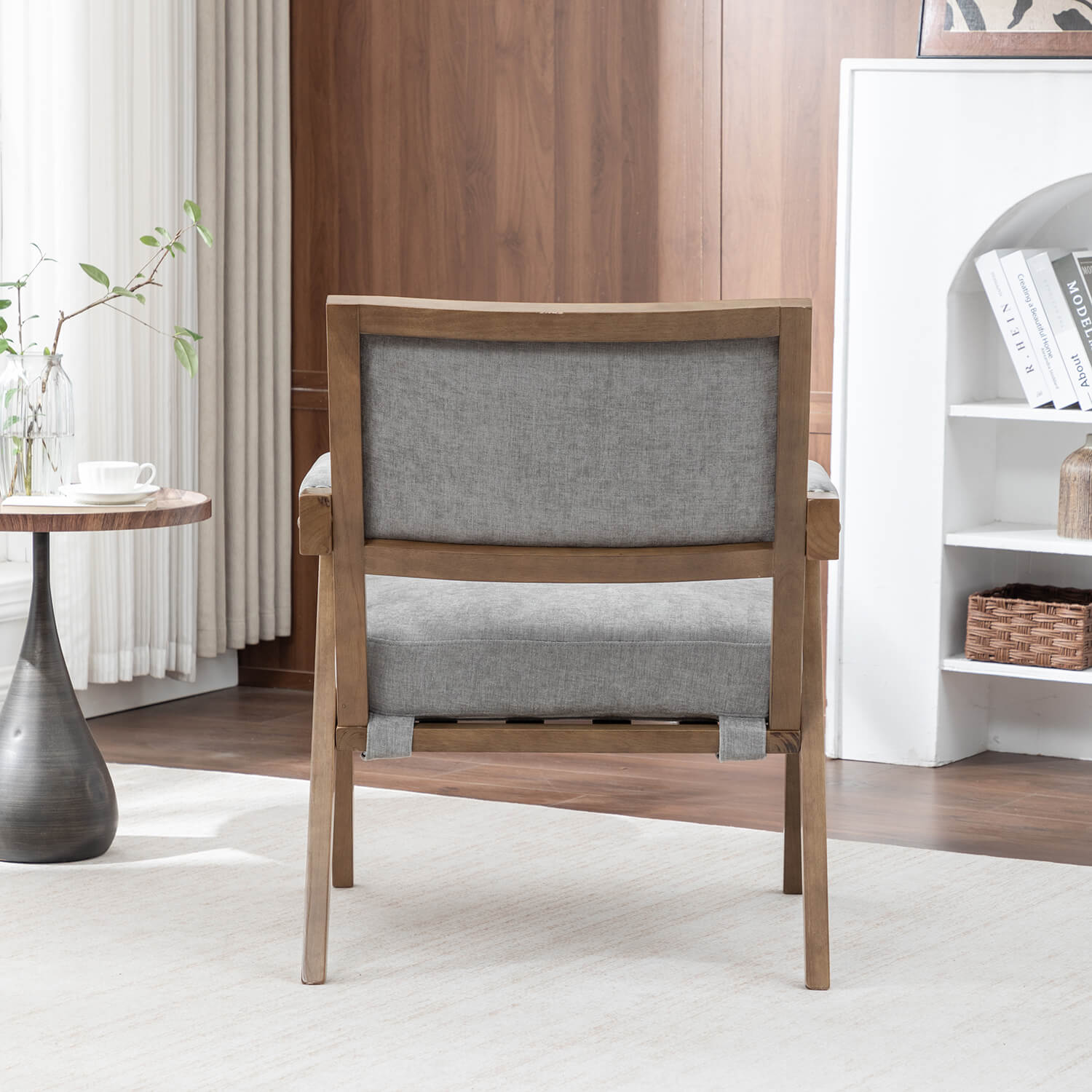 SEYNAR Rustic Mid-Century Chenille Accent Chair with Nailhead Trim and Wood Frame(Single/Set of 2)