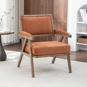 SEYNAR Rustic Mid-Century Chenille Accent Chair with Nailhead Trim and Wood Frame(Single/Set of 2)