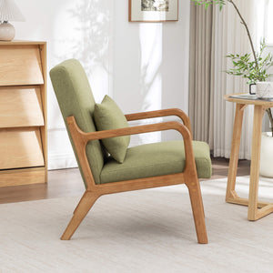 SEYNAR Mid-Century Modern Linen Accent Chair with Solid Wood Frame(Single/Set of 2)