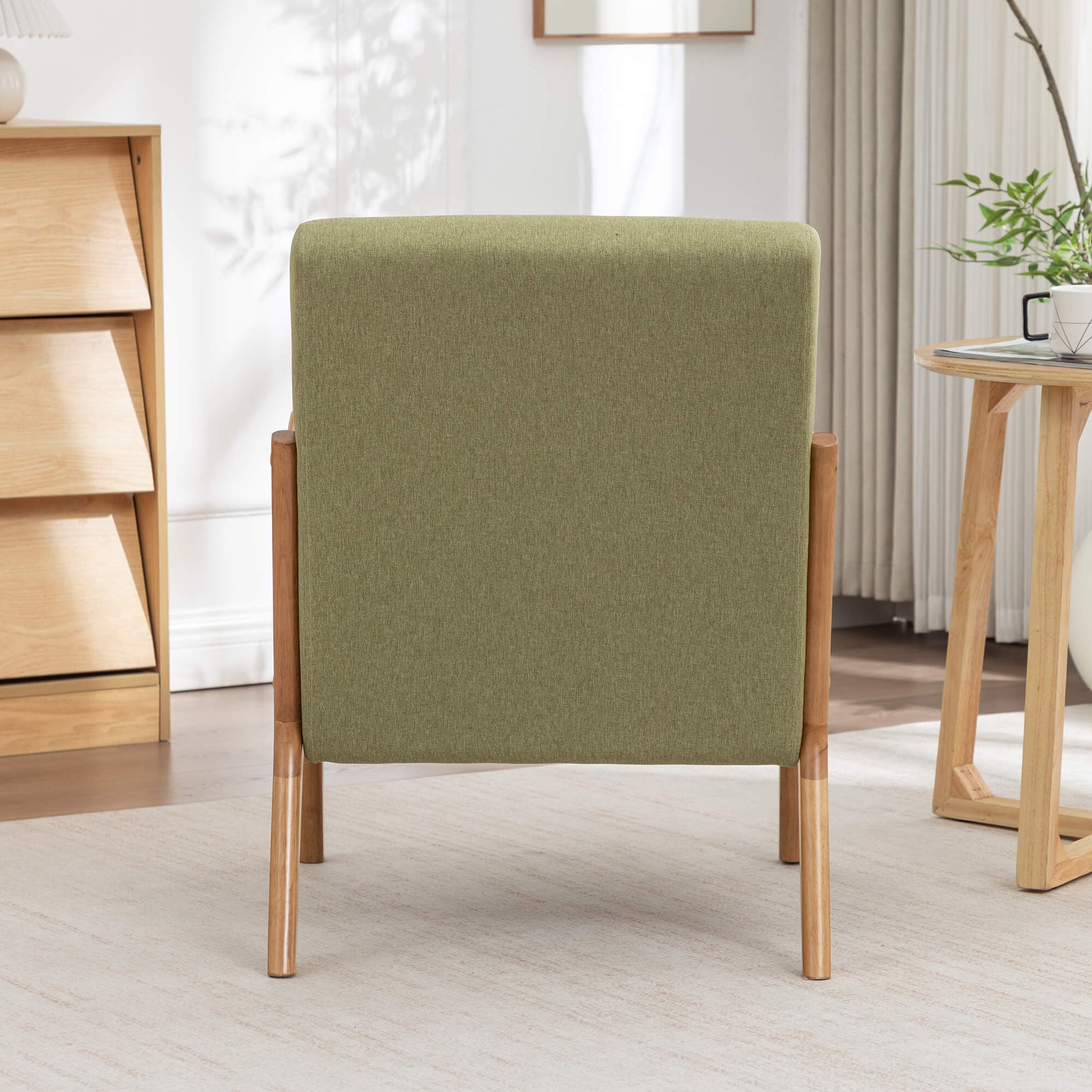 SEYNAR Mid-Century Modern Linen Accent Chair with Solid Wood Frame(Single/Set of 2)
