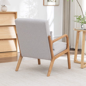 SEYNAR Mid-Century Modern Linen Accent Chair with Solid Wood Frame(Single/Set of 2)
