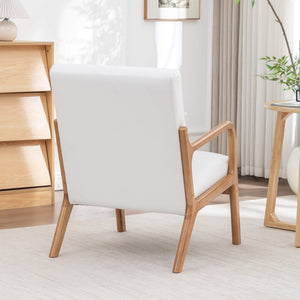 SEYNAR Mid-Century PU Leather Accent Chair with Lumbar Pillow(Single/Set of 2)