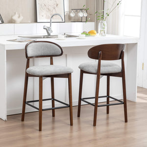 SEYNAR Set of 2/4 Mid-Century Modern 37.4" Bar Stools with Chenille Upholstery