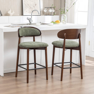 SEYNAR Set of 2/4 Mid-Century Modern 37.4" Bar Stools with Chenille Upholstery