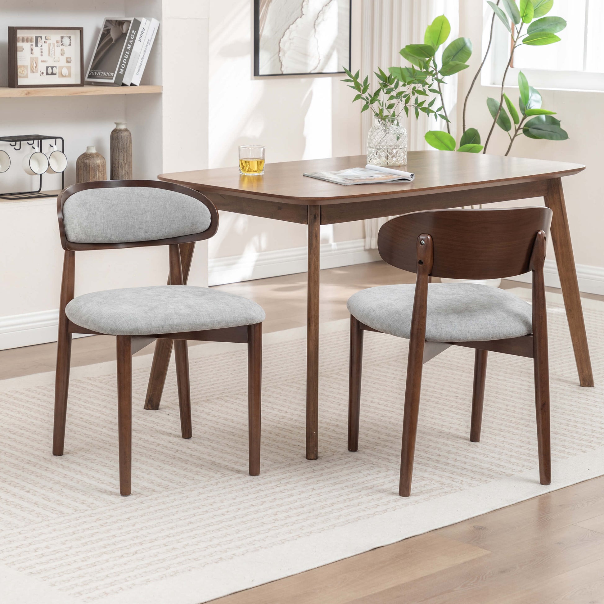 SEYNAR Set of 2/4/6 Mid-Century Modern Chenille Dining Chairs with Solid Wood Frame