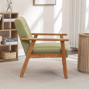 SEYNAR Mid-Century Linen Button-Tufted Accent Chair with Solid Wood Frame(Single/Set of 2)