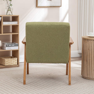 SEYNAR Mid-Century Linen Button-Tufted Accent Chair with Solid Wood Frame(Single/Set of 2)