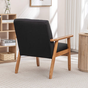 SEYNAR Mid-Century Linen Button-Tufted Accent Chair with Solid Wood Frame(Single/Set of 2)