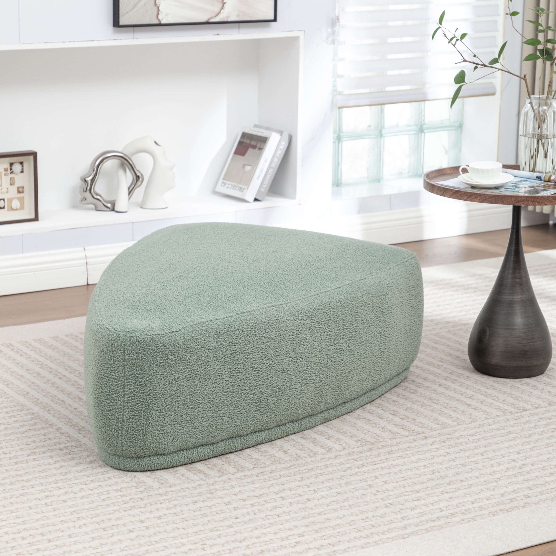 SEYNAR Modern 43'' Teddy Fabric Ottoman Bench