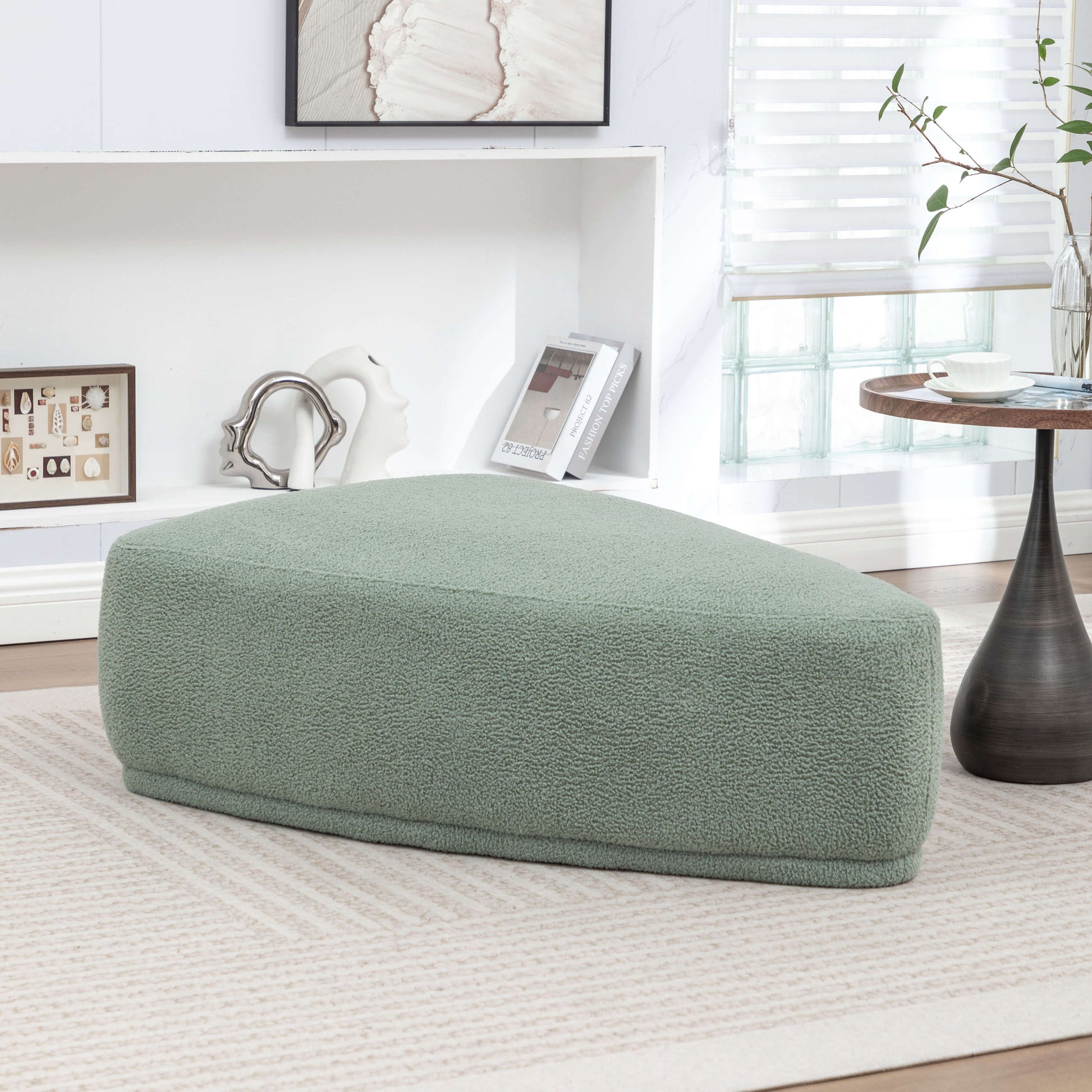 SEYNAR Modern 43'' Teddy Fabric Ottoman Bench