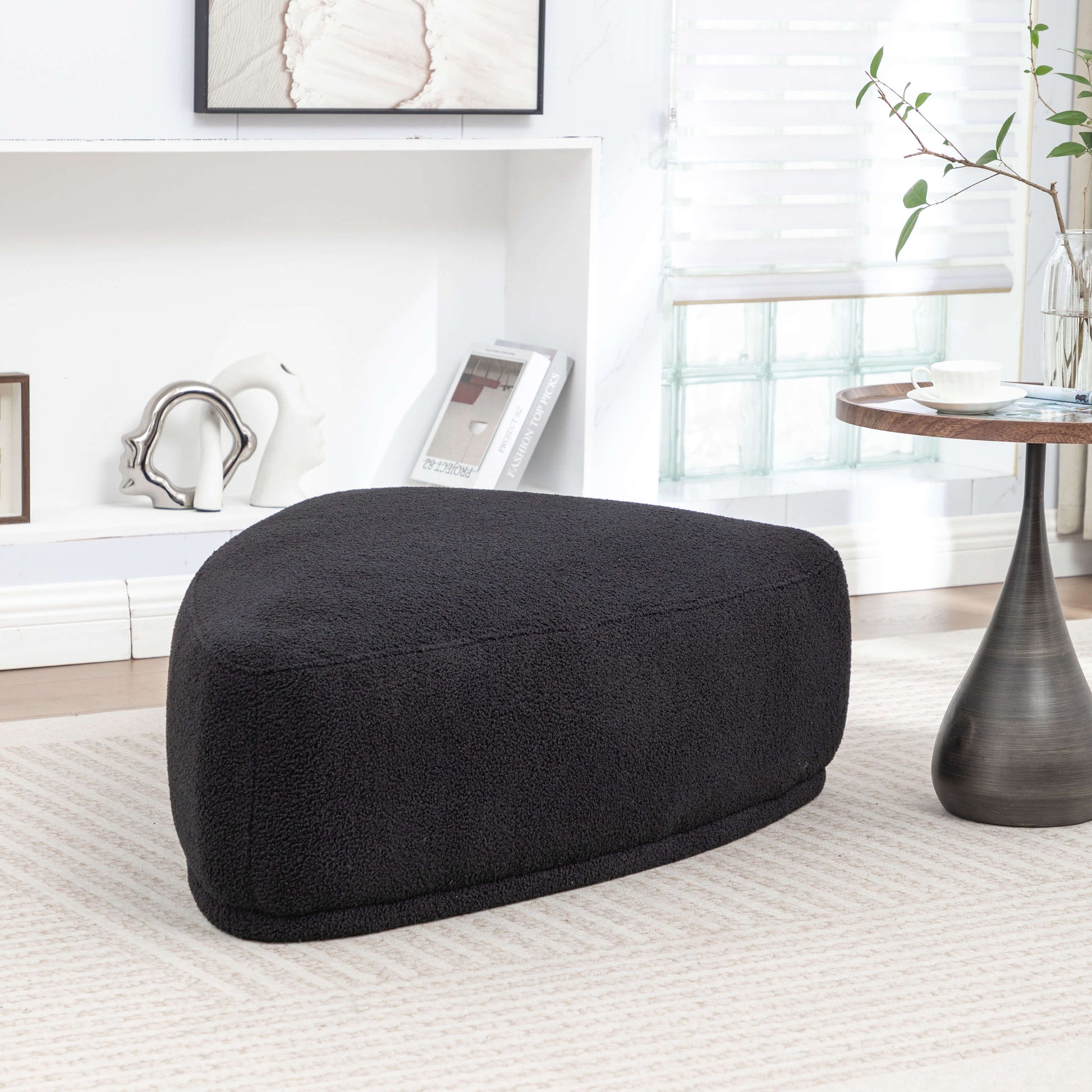 SEYNAR Modern 43'' Teddy Fabric Ottoman Bench