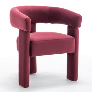 SEYNAR Modern Velvet Accent Chair, Upholstered Barrel Armchair with Curved Back and Thickened Padded Seat,Single chair or Set of 2/4/6