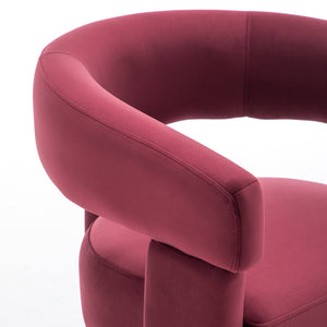 SEYNAR Modern Velvet Accent Chair, Upholstered Barrel Armchair with Curved Back and Thickened Padded Seat,Single chair or Set of 2/4/6
