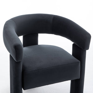 SEYNAR Modern Velvet Accent Chair, Upholstered Barrel Armchair with Curved Back and Thickened Padded Seat,Single chair or Set of 2/4/6