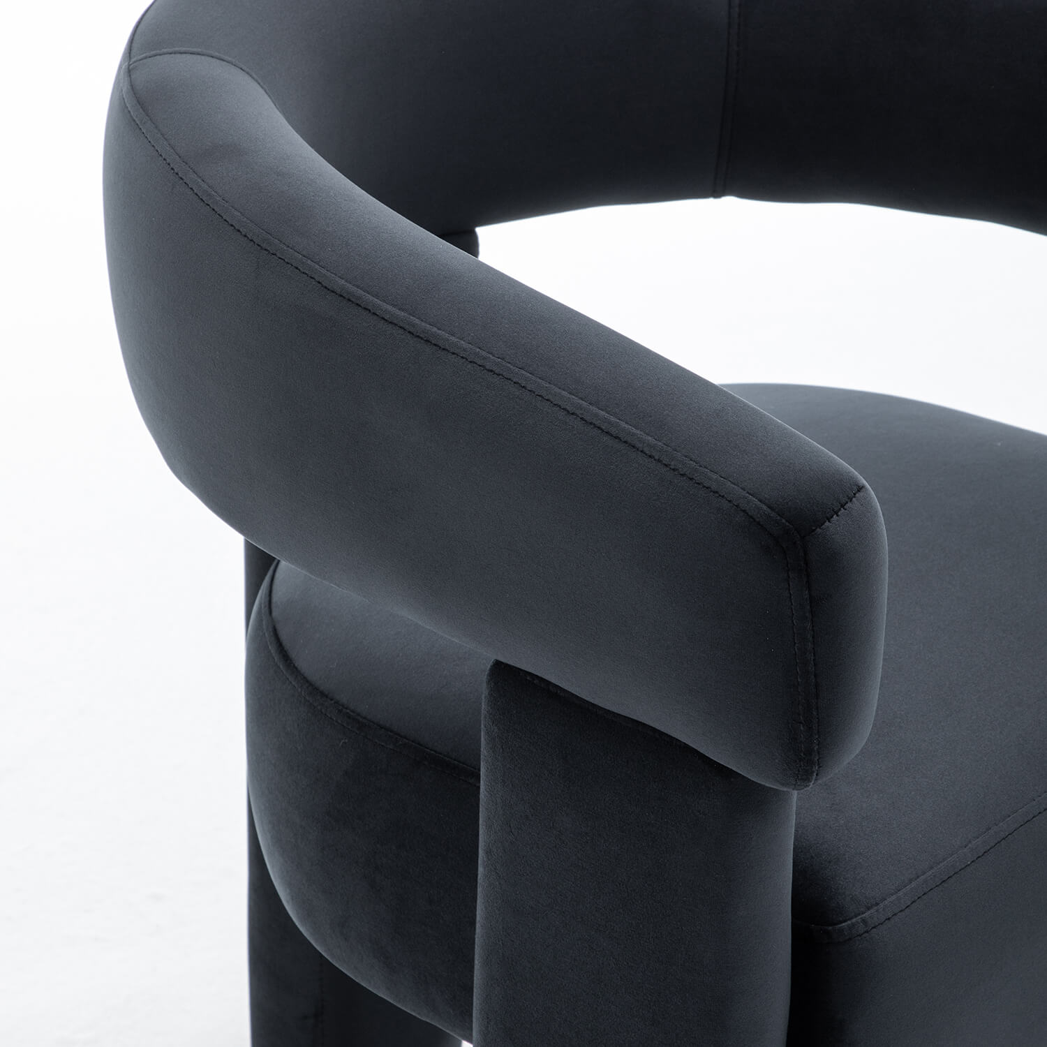 SEYNAR Modern Velvet Accent Chair, Upholstered Barrel Armchair with Curved Back and Thickened Padded Seat,Single chair or Set of 2/4/6