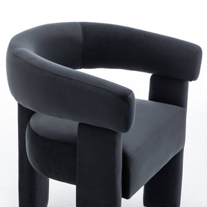 SEYNAR Modern Velvet Accent Chair, Upholstered Barrel Armchair with Curved Back and Thickened Padded Seat,Single chair or Set of 2/4/6