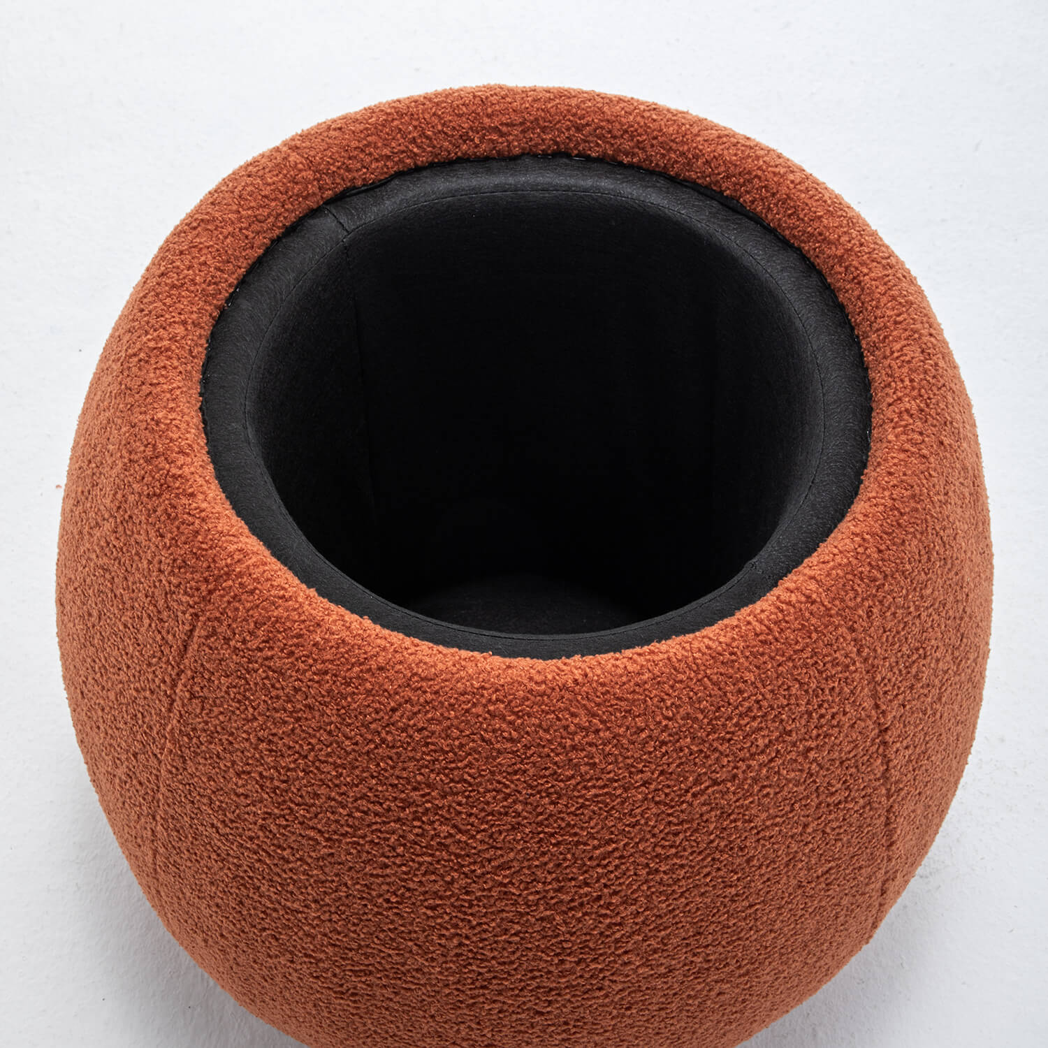 SEYNAR 25" Faux Sherling Round Storage Ottoman - Large Cozy Bouclé Footrest Stool