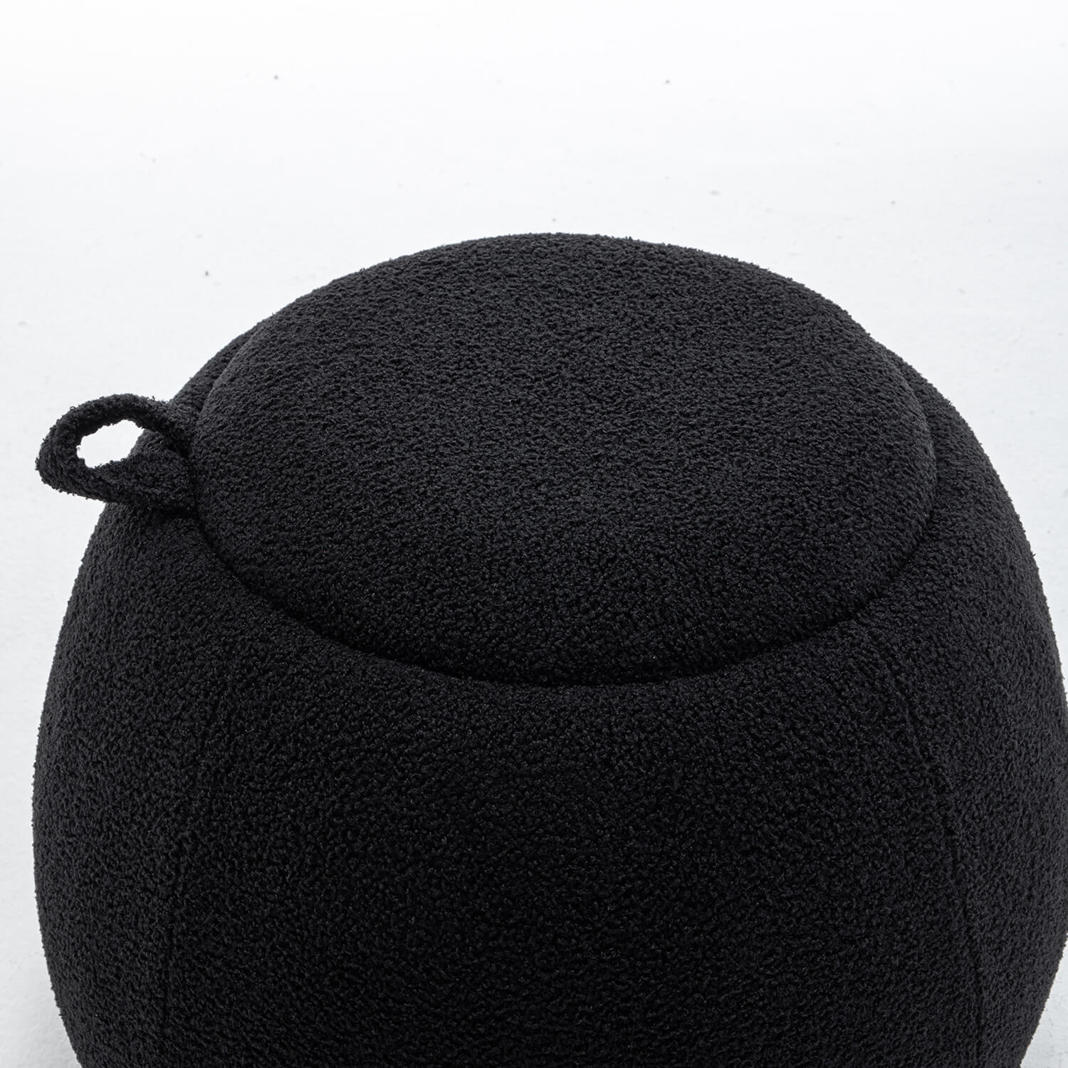SEYNAR 25" Faux Sherling Round Storage Ottoman - Large Cozy Bouclé Footrest Stool