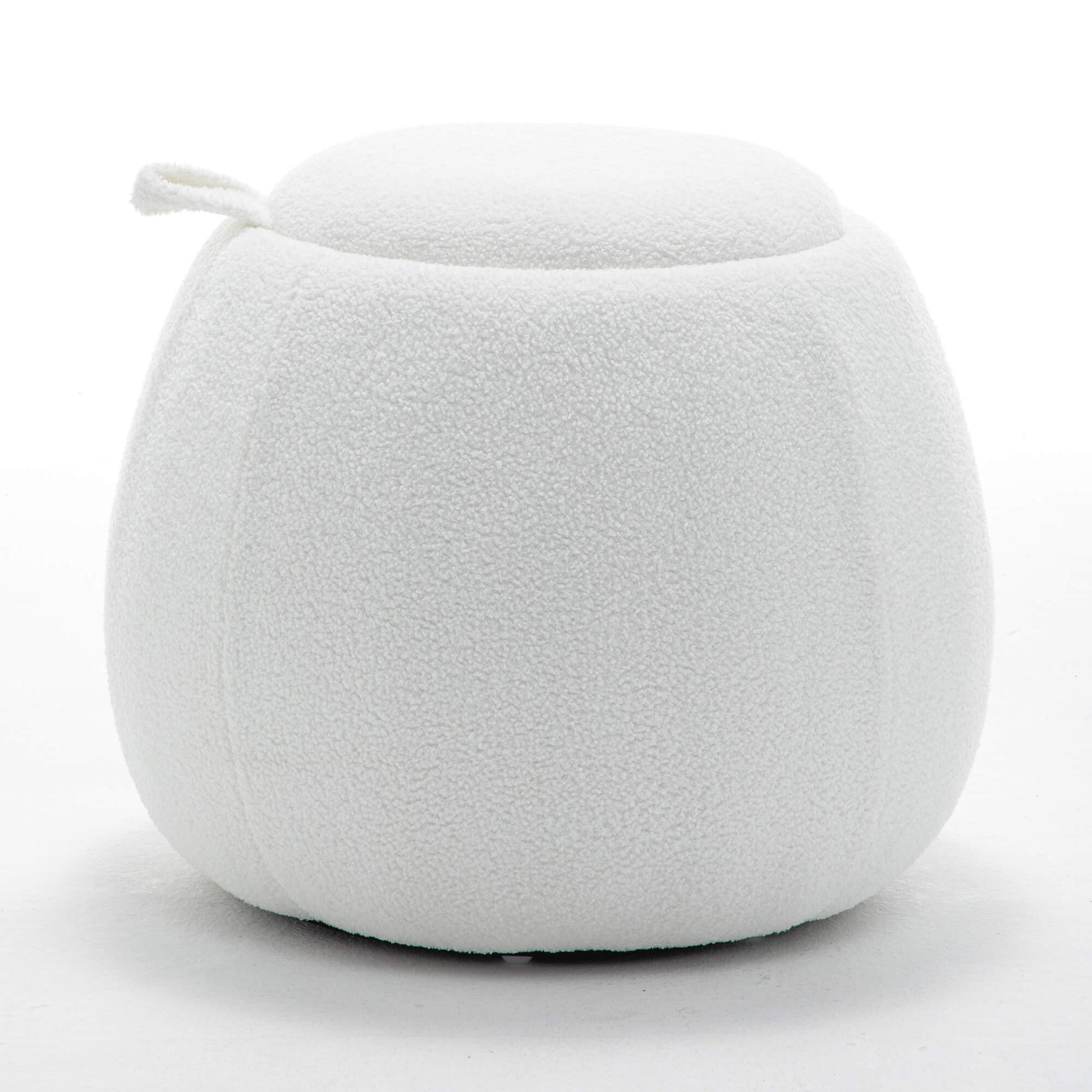 SEYNAR 25" Faux Sherling Round Storage Ottoman - Large Cozy Bouclé Footrest Stool