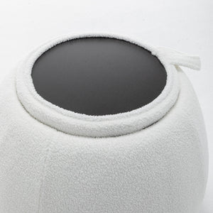 SEYNAR 25" Faux Sherling Round Storage Ottoman - Large Cozy Bouclé Footrest Stool