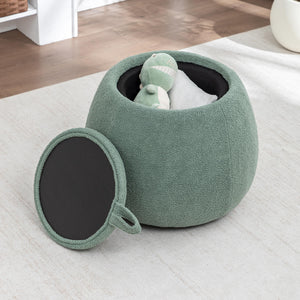 SEYNAR 25" Faux Sherling Round Storage Ottoman - Large Cozy Bouclé Footrest Stool