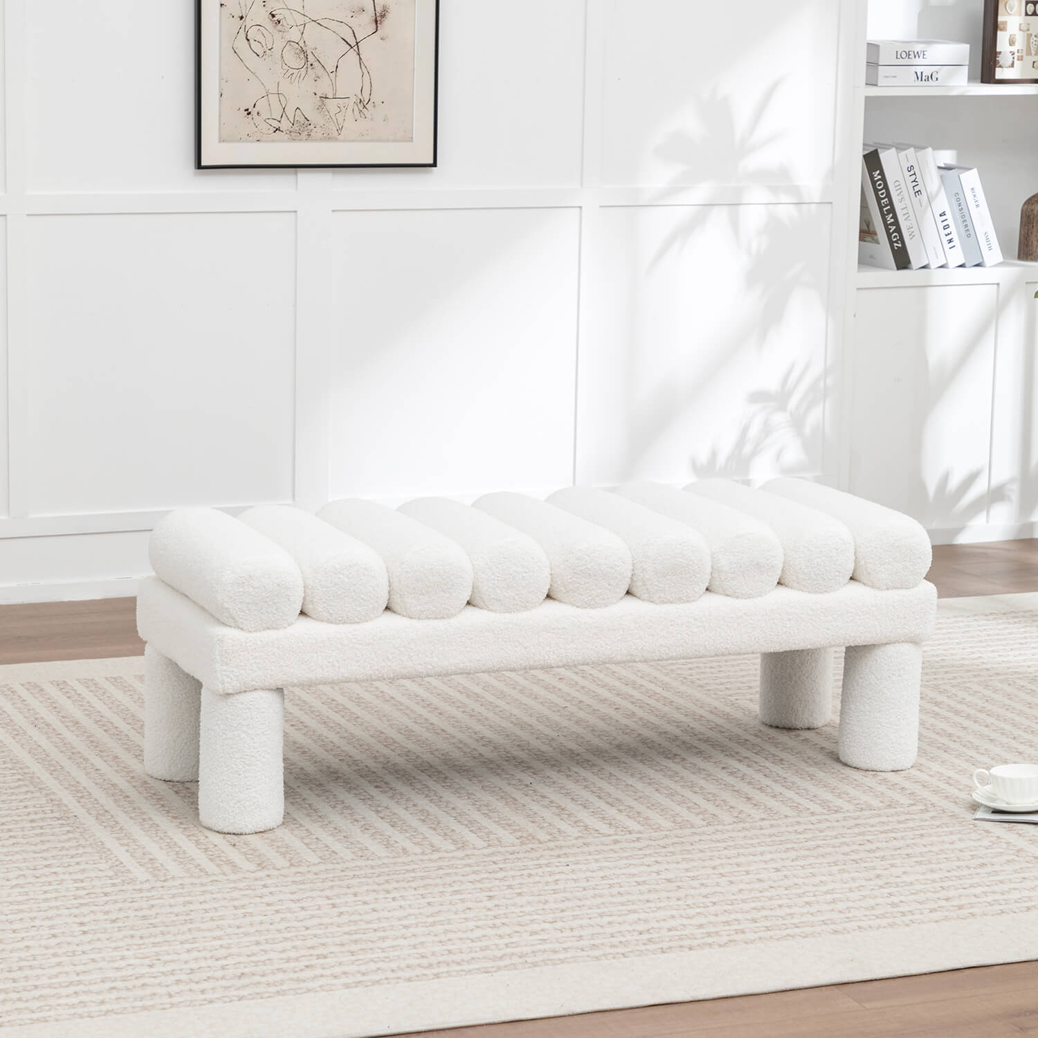SEYNAR Modern Teddy Velvet Upholstered Rentangle Ottoman