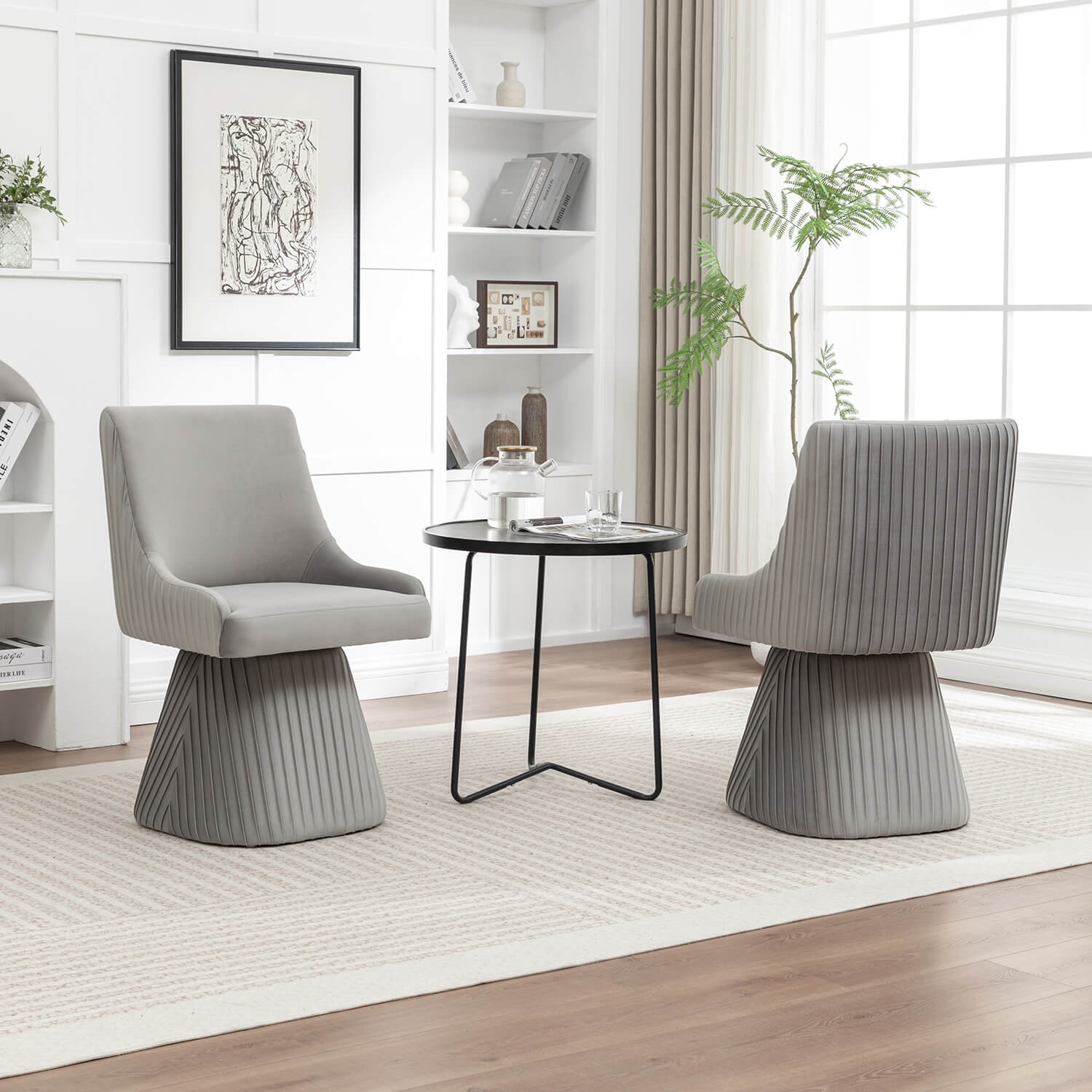 SEYNAR Modern Velvet 360 Degree Swivel Armless Dining chair(Single/Set of 2/4/6)