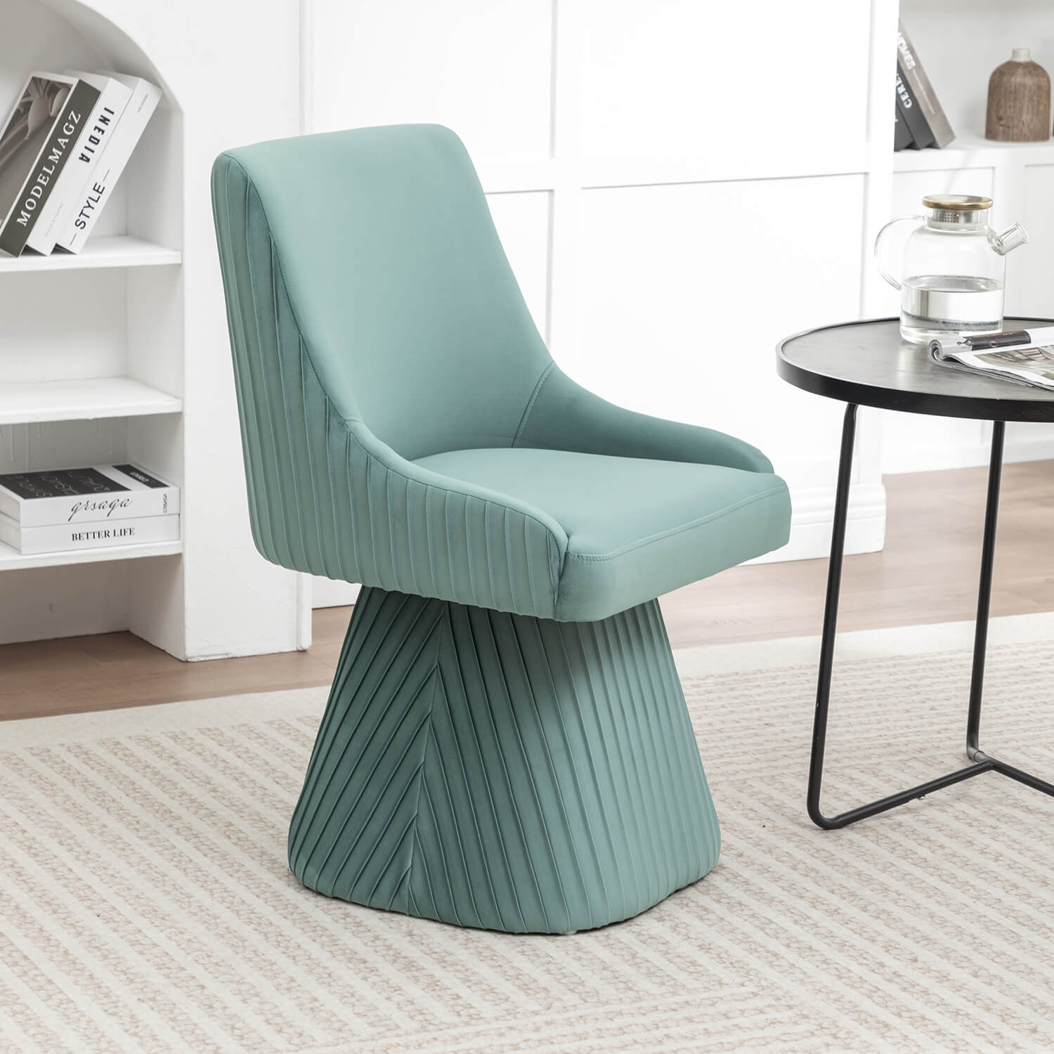 SEYNAR Modern Velvet 360 Degree Swivel Armless Dining chair(Single/Set of 2/4/6)